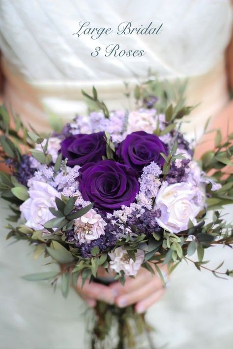 Lavender And Lilac, Purple Flower Bouquet, Handmade Wedding Bouquet, Wedding Flower Guide, Purple Bouquets, Purple Bridal Bouquet, Purple Wedding Bouquets, Bridal Roses, Purple Bouquet