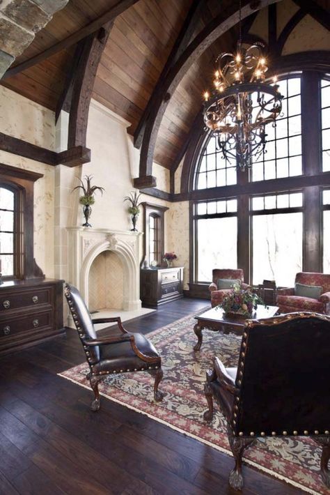 Old World Interiors, Mantle Design, Tuscan Design, Modern Restaurant, Tuscan Style, Traditional Living, High Ceilings, Traditional Living Room, Restaurant Interior Design