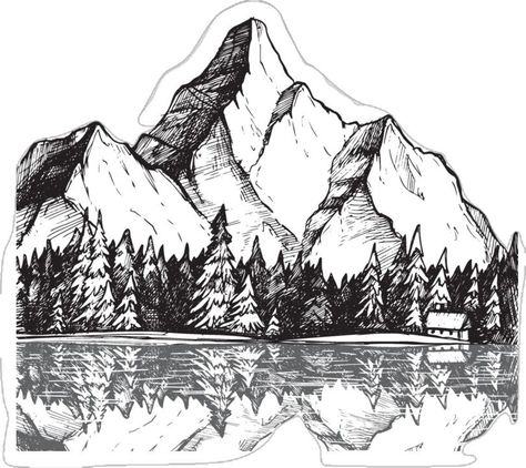 Mountain Range Drawing, Stranger Things Monster, Mountain Sketch, Tree Drawings Pencil, Mountain Drawing, Landscape Sketch, Mountain Tattoo, Pencil Sketches, Happy Earth