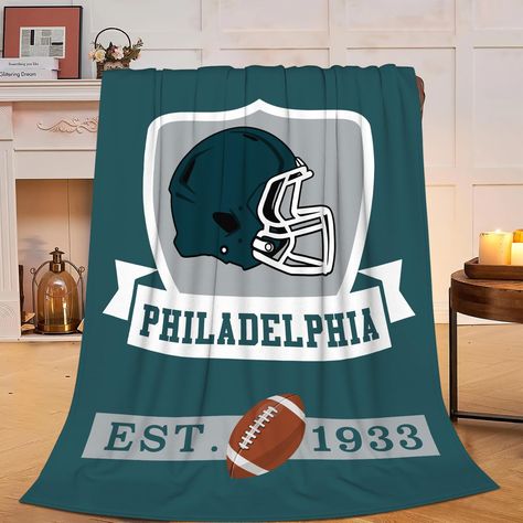 PRICES MAY VARY. Premium Material: Philadelphia Blanket Is Super Soft And Comfy, Made From Premium Quality Super Microfiber, You Will Feel Very Soft, Lightweight, Cozy And Skinfriendly, While Keeping You As Warm As Possible. Applicable Scence: Football Blanket For Women Men Is Durable And Lightweight, And Can Be Used In All Seasons. Perfect To Use When Cold Nights Watching Tv, Reading A Book On A Couch, Or Office Lunch Break. It Is Also Lightweight And Easy To Carry，Suitable As An Outdoor Blanke Throws Blanket, Football Blanket, Football Accessories, Blanket For Bed, Office Lunch, Blanket Gifts, Cold Nights, Sports Football, Lunch Break