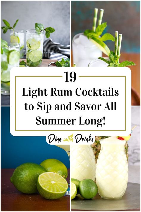 Collage of 4 light rum cocktails. Light Rum Cocktails, Light Cocktails, Rum Cocktail Recipes, Light Rum, Rum Cocktails, Rum Cocktail, Adult Beverages, Delicious Cocktails, Adult Drinks