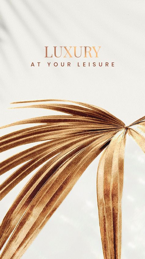 Luxury at your leisure on a golden fan palm leaf background | premium image by rawpixel.com / Sasi Palm Leaf Background, Fan Palm Leaf, Palm Background, Leafy Background, Crumpled Paper Background, Luxury Advertising, Embossed Text, Fan Palm, Luxury Background