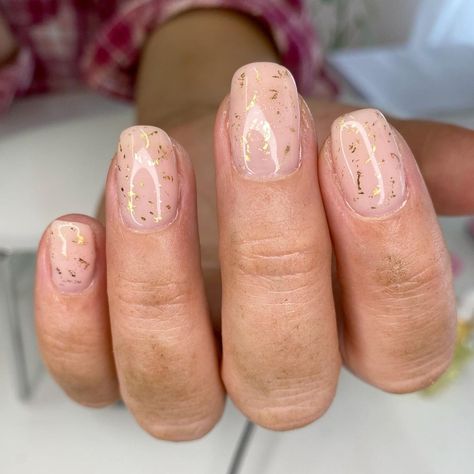 Wedding Nails ✨ Natural nails Gel nails Nude nails Gold flake nails Wedding Nails Natural, Nails Gold Flakes, Gold Flake Nails, Natural Nails Gel, Nails Gel Nails, Nails Gold, Nails Nude, Nails Natural, Gold Flake