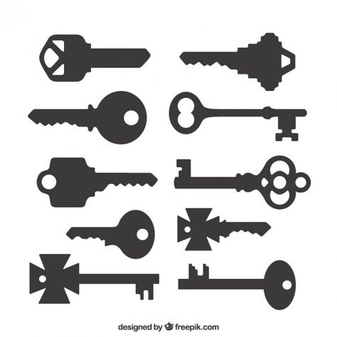 Silhouettes of keys Free Vector Barbie Camper, Key Diy, Let's Make Art, Tag Templates, Maker Project, Steampunk Diy, 3d Pen, Tree Quilt, Vintage Keys