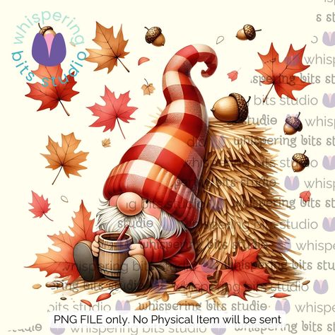 Gnome Fall, Procreate Ideas, Fall Gnomes, Plaid Hat, Fall Sublimation Designs, Fall Gnome, Gnome Clipart, Plaid Hats, Craft Images