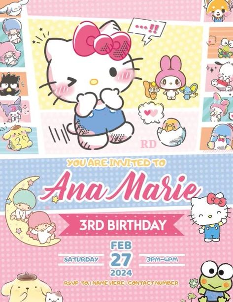 76,290  Free Templates for 'Sanrio melody birthday invitation' Sanrio Invitation Template, Sanrio Invitation, Sanrio Birthday Invitation, Tarpaulin Design, Hello Kitty Invitations, Kindle Book Cover, Campaign Posters, Promotional Flyers, Etsy Banner