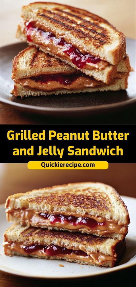 A Grilled Peanut Butter and Jelly Sandwich adds a warm, crispy twist to the classic PB&J! The peanut butter gets melty, and the jelly turns extra gooey—perfect for a cozy snack. Peanut Butter Jelly Sandwich, Pb And J, Peanut Butter And Jelly Sandwich, Jelly Sandwich, Protein Packed Meals, Grilled Sandwich, Peanut Butter And Jelly, Peanut Butter Jelly, Weekend Brunch