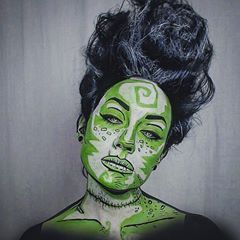 Recreation of "The Bride" by the crazy talented @dustinparkerart . Products used: @mehron black, white and light green. @halloweenmakeupideas @thehorrorgallery #halloweenmakeupideas #thehorrorgallery #mehronmakeup #brideoffrankenstein #brideoffrankensteinmakeup #halloweenideas #halloweencostume #popartmakeup #halloweenmakeup #horrormakeup #dustinparker #halloween Pop Art Bride Of Frankenstein, Green Monster Makeup, Bride Of Frankenstein Hair, Bride Of Frankenstein Makeup, Frankenstein Makeup, Monster Makeup, Ghost Walk, Pop Art Makeup, Horror Make-up