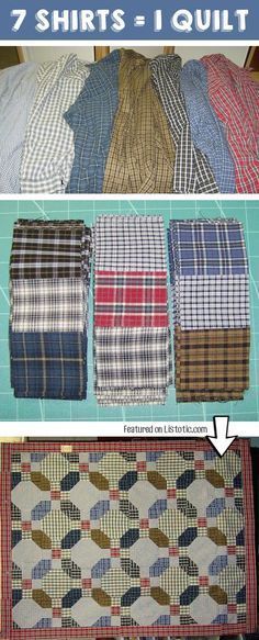 #4. Make a quilt out of old shirts! -- 25 Genius Craft Ideas Colchas Quilting, Remembering Dad, Memory Quilts, Make A Quilt, Quilt Modernen, Plaid Quilt, Memory Quilt, Old Shirts, Shirt Quilt