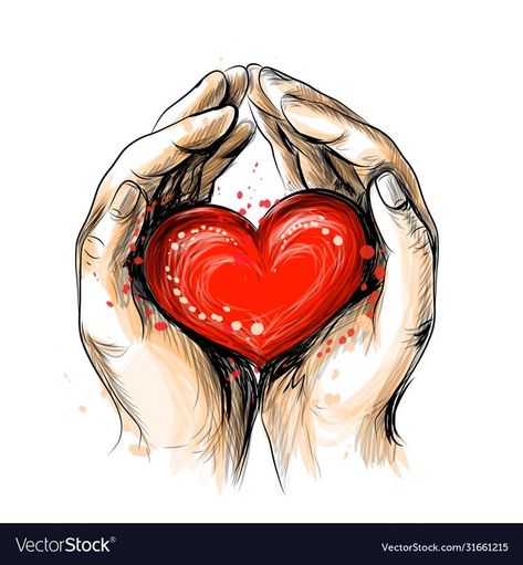 Tattoo Main, Hands Holding Heart, Love Vector, Shapes Images, Black And White Art Drawing, Color Drawing, Beautiful Sketches, Flower Art Drawing, Heart Illustration