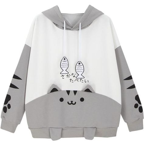 Neko Atsume Cat Cosplay Daily Hoodie Sweater Kawaii Hoodie, Neko Atsume, Japan Kawaii, Hoodie Jumper, Kawaii Fashion Outfits, Cat Hoodie, Hoodie Coat, Really Cute Outfits, Pusheen