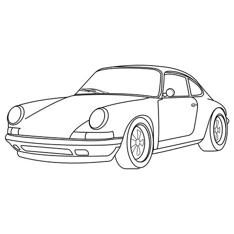 Car Drawing Pencil, Car Drawing Easy, Beetle Car, Stance Cars, Cars Coloring Pages, Kids Coloring Book, Porsche 944, Rug Ideas, Tattoo Style Drawings