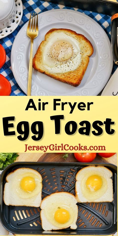 Fried Egg Toast, Airfryer Breakfast, Egg And Toast, Egg On Toast, Air Fryer Recipes Breakfast, New Air Fryer Recipes, Air Fryer Recipes Snacks, Cooks Air Fryer, Air Fried Food