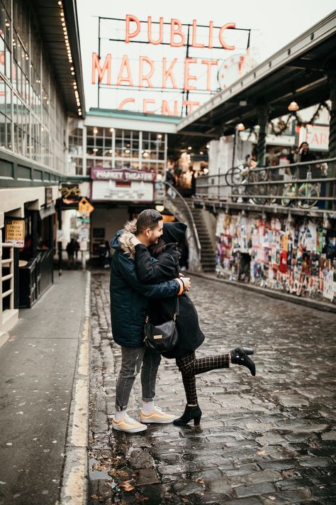 Creative Engagement Announcement, Seattle Ferry, Seattle Engagement Photos, Urban Engagement Photos, Seattle Photos, Seattle Photography, Urban Engagement, Mountain Engagement Photos, North Cascades National Park