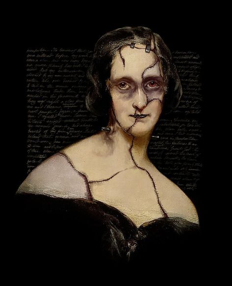 Mary Shelley envisioned as the monster character from her most famous book Frankenstein Frankenstein's Monster Book Accurate, Frankenstein Asthetic, Frankensteins Monster Art, Frankenstein Monster Character Design, Frankenstein Aesthetic Monster, Frankenstein Moodboard, Mary Shelley Aesthetic, Victor Frankenstein Aesthetic, Frankenstein Character Design