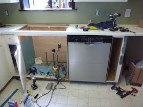 My Stupid House: Installing A Full Size Dishwasher In Old Shallow Cabinets Cabinet Installation Diy, Older Houses, Dishwasher Cabinet, Shallow Cabinets, Dishwasher Installation, Bosch Dishwasher, Modular Kitchen Cabinets, Cheap Kitchen Cabinets, Dishwasher Magnet