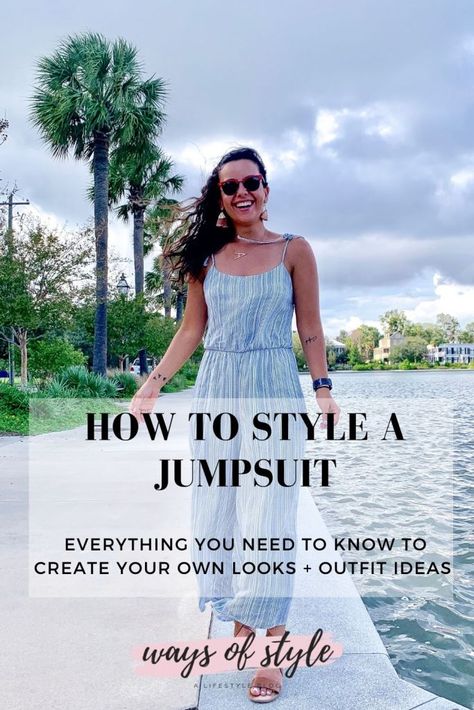 HOW TO Wear A Jumpsuit – Styling Tips For First Timers & Outfit Ideas What To Wear Over A Jumpsuit, Romper Outfit With Jacket, Strap Jumpsuit Outfit, Styling A Jumpsuit, How To Style Jumpsuit, Summer Jumpsuit Outfit, Jumpsuit Styling, How To Wear A Jumpsuit, Jumpsuit Coverup