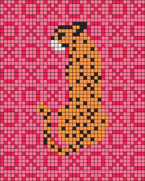 Alpha pattern #126212 | BraceletBook Tiger Alpha Pattern, Alpha Pattern Pixel Art, Preppy Pixel Art, Cheetah Crochet Pattern, Retro Games Pixel, Minecraft Gifts, String Bracelet Patterns, Macrame Wall Hanging Patterns, Retro Games