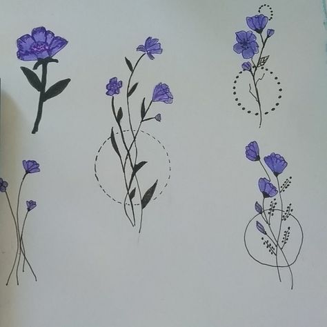 Violet Tattoo Flower, Name Flower Tattoo, Purple Flower Tattoos, Violet Flower Tattoos, Iris Flower Tattoo, Violet Tattoo, Flower Tattoo Drawings, Quick Sketches, Floral Tattoo Sleeve