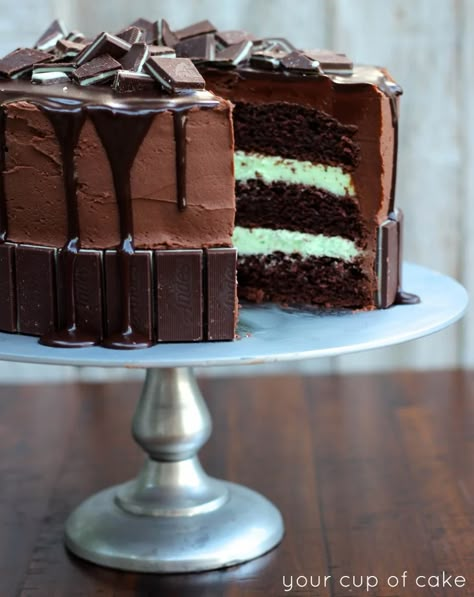 Andes Mint Cake Cakes For Auction, Cake Auction Cakes, Andes Mint Cake Recipe, Cake Auction Ideas, Andes Mint Cake, Mint Buttercream, Andes Mints, Peppermint Cake, Mint Cake