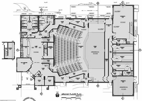 fp1 Cinema Floor Plan, Theatre Floor Plan, Theater Floor Plan, Architecture Auditorium, Theatre Plan, Auditorium Plan, Theatre Rooms, Church Building Plans, Theater Plan