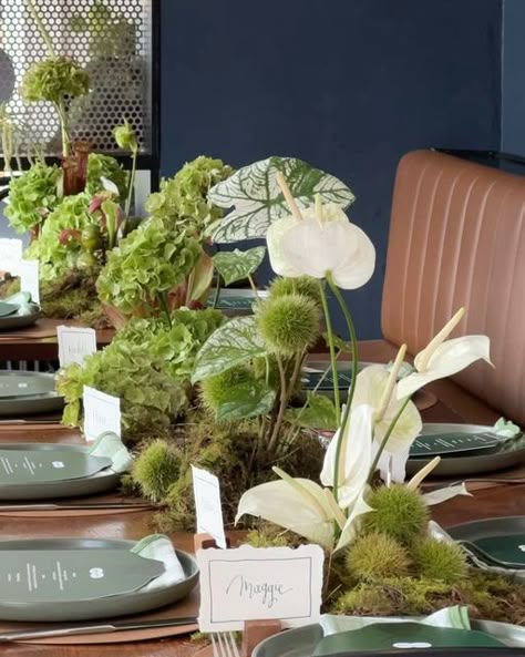 Green Tablescape, Brunch Event, Jungle Wedding, Floral Art Arrangements, Corporate Flowers, Dinner Event, Wedding Expo, Event Table, Event Floral Design