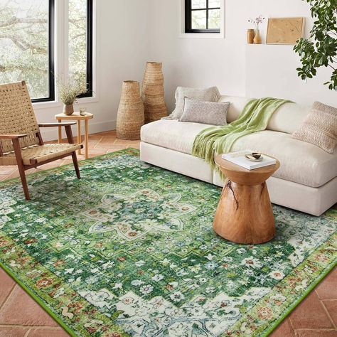 5x7 Area Rugs for Living Room, Washable Rugs, click on link to purchase #promotion Dining Room Playroom, Vibrant Living Room, Pool Room, Green Throw, Low Pile Carpet, Rugs For Bedroom, Pool Rooms, 5x7 Area Rug, Long Rug