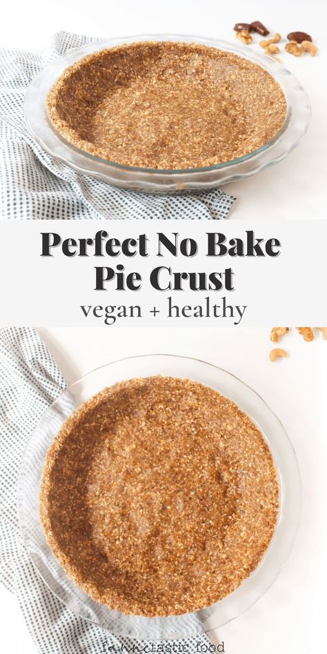 No Bake Pie Crust, Easy Vegan Pie, Pie Crust Vegan, Granola Pie, Oatmeal Pie Crust, Healthy Pie Crust, Vegan Pie Crust Recipe, Vegan Lemon Bars, No Bake Pie