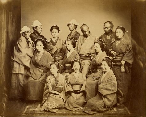 [Japanese Family]; Felice Beato (English, born Italy, 1832 - 1909); about 1862; Albumen silver print; 24.1 x 30.2 cm (9 1/2 x 11 7/8 in.); 84.XM.473.30 Medieval Japanese, Ancient Japan, Japan Landscape, Japanese Photography, Japan History, Japanese History, Old Photography, Getty Museum, Japanese People