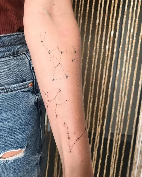 Perseus Tattoo Constellations, Unique Constellation Tattoo, Constalation Sleeve Tattoo, Constellation Tattoo Freckles, Constilations Tattoo, Constellation Tramp Stamp, Multiple Constellation Tattoo, Andromeda Constellation Tattoo, Cassiopeia Constellation Tattoo