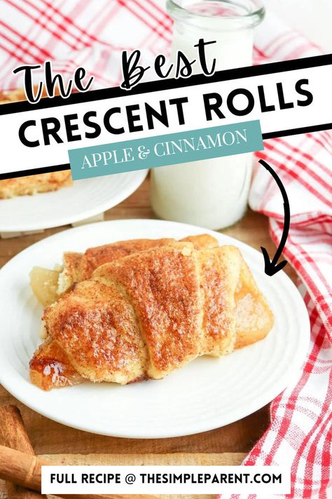 Apple Crescent Roll. With Text Reading: Apple Crescent Rolls Recipe. Crescent Roll Apple Turnovers, Crescent Roll Apple Pie, Apple Crescent, Apple Crescent Rolls, Apple Pie Crescents, Pillsbury Crescent Recipes, Peach Cobbler With Bisquick, Crescent Roll Apple Dumplings, Recipes Using Crescent Rolls