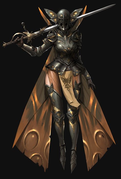 ArtStation - Moth knight, ilsu jang Anime Knight Female, Knight Female, Anime Knight, Armor Design, Female Armor, Female Oc, Female Knight, Knight Art, Female Character Inspiration