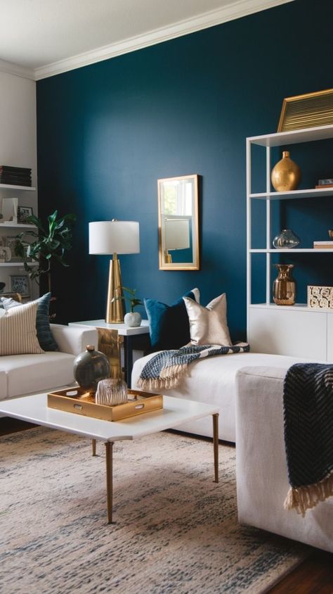 Jewel Tone Accents Living Room, Teal Wall Living Room, Teal And Gold Living Room, Colorful Living Room Decor Ideas, Teal Walls Living Room, Colorful Living Room Decor, Colorful Living Room, Soft Autumn Color Palette, Autumn Color Palette