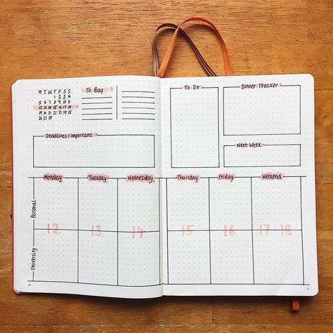 I finally went for it and tried out a new weekly spread! I wanted to try and be less “boxy” but that didn’t go so well... boxes make me feel organised! : bulletjournal Bullet Journal Minimalist, Bullet Journal 2019, Bullet Journal Weekly, Bullet Journal Weekly Spread, Bullet Planner, Bullet Journal Mood, Bullet Journal Aesthetic, Bullet Journal Planner, Bullet Journal Notebook