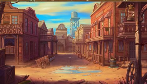 Cowboy Comic, Vampire Cowboy, Town Drawing, Old Western Towns, Western Games, Old West Town, Dibujos Toy Story, Weird West, Old Western