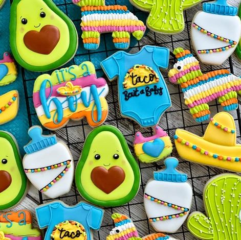 Taco Bout A Baby Shower Decorations, Taco Baby Gender Reveal, Taco About A Baby Cake, Taco Bout A Baby Shower Ideas Boy, Taco Bout A Baby Cookies, Let’s Taco Bout A Baby, Taco Baby Shower Cookies, Taco Bout A Baby Shower Ideas Food, Fiesta Baby Shower Favors