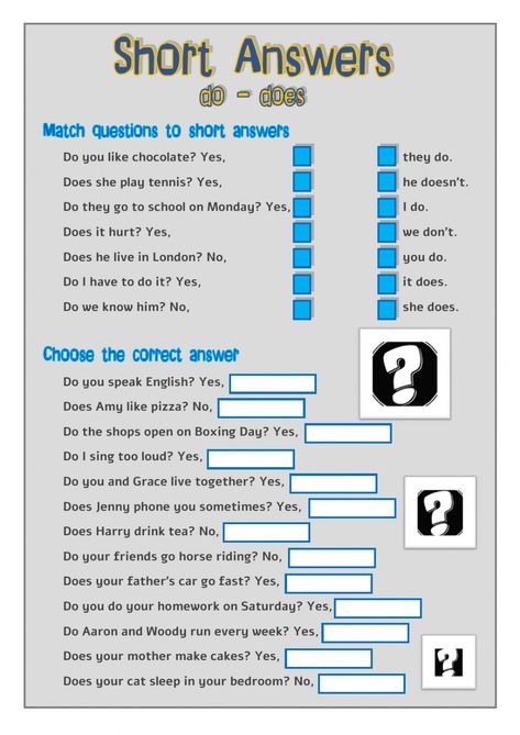 Short Answers Worksheet, Yes No Questions, 23rd March, Yes Or No Questions, English Learning, Forgot My Password, Second Language, Speaking English, School Subjects