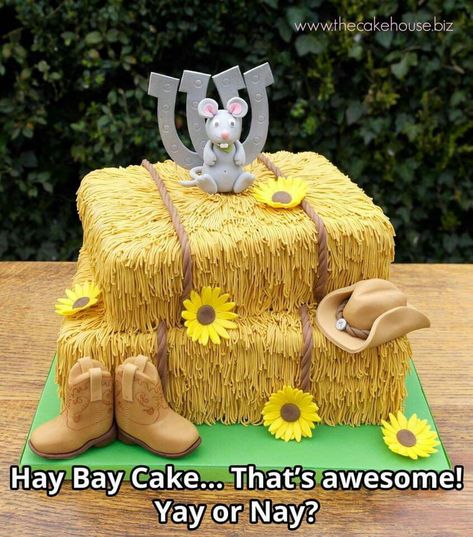 Hay Bale Wedding, Cowboy Cakes, Novelty Birthday Cakes, Horse Cake, Farm Cake, Horse Birthday, Cowboy Birthday, Unique Cakes, Novelty Cakes