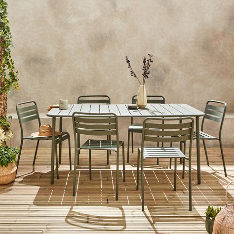 Table Jardin Metal, Metal Garden Table, Backyard Table, Table Bistrot, Chaise Metal, Mesa Exterior, Backyard Spaces, Garden Table, Patio Table