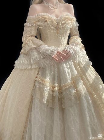 White Dress Aesthetic Royal, Beautiful Ball Gowns Fairytale, Victorian Dresses Aesthetic, Etheral Dresses, Wedding Dresses Cottagecore, 1800s Wedding Dress, Victorian Dresses Gowns, Coquette Wedding Dress, Royalty Dress To Impress