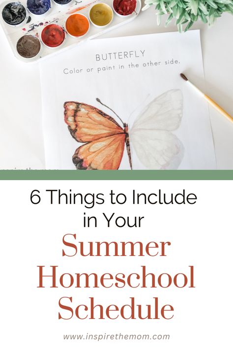 Making a summer homeschool schedule? Check out these 6 suggestions of things to include into your summer homeschool schedule to make it full of fun and learning. May Homeschool Themes, Summer Homeschool Preschool, Summer Home School Themes, Homeschool Summer Activities, Homeschool Summer Ideas, Homeschool Summer Schedule, Summer Homeschool Ideas, Summer Learning Schedule, Summer Homeschool Activities