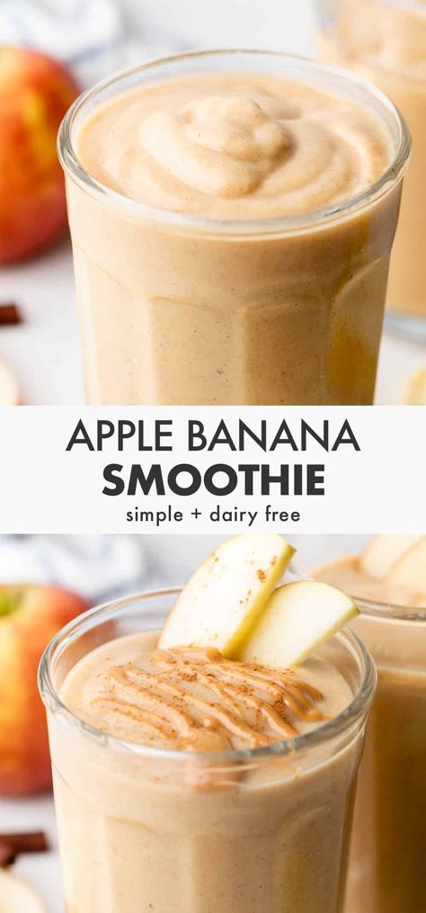 Apple Banana Smoothie - Coconuts & Kettlebells Apple Smoothie Recipes Healthy, Apple Banana Smoothie, Apple Smoothie, Apple And Banana Smoothie Recipes, Simple Banana Smoothie, Apple And Banana Smoothie, Banana Smoothie Recipe No Yogurt, Banana Smoothie Recipe Easy No Yogurt, Banana Juice Recipe