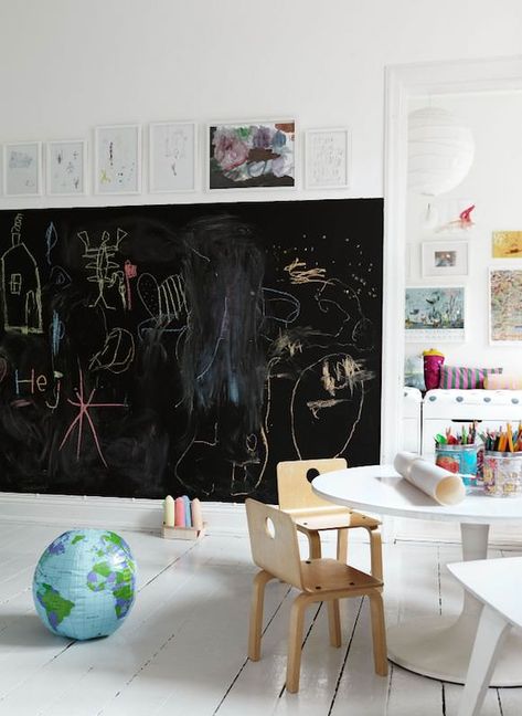 Blackboard Wall, Dekorasi Kamar Tidur, Kids Room Inspiration, Study Design, Chalkboard Wall, Kids Interior, Design Del Prodotto, Modern Kids, Playroom Decor