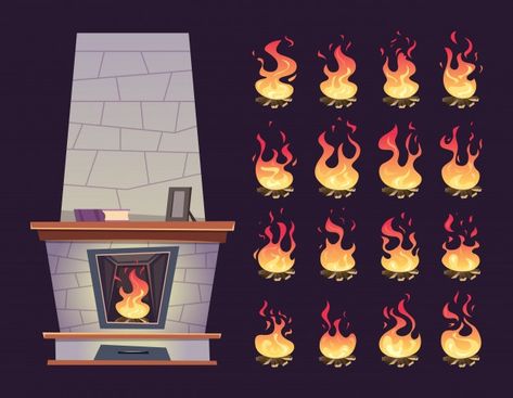 Keyframe Animation, Romantic Lights, Interior Fireplace, Candles Romantic, Light Cartoon, Fire Animation, Flame Candle, Key Frame, Burning Fire