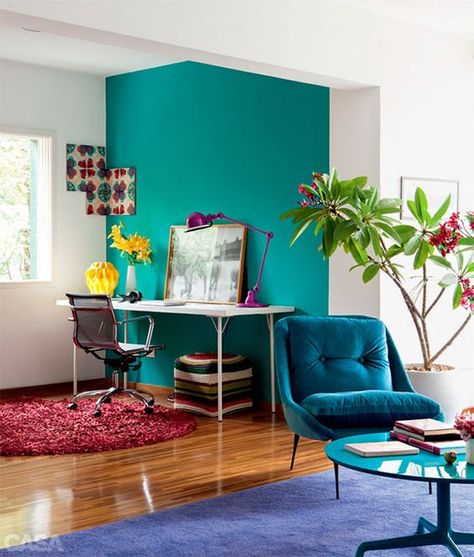 INTERIOR TIPS | How to match colors: the 6 color schemes for interiors Colorful Apartment Ideas, Office Wall Colors, Fancy Living Rooms, Turquoise Home Decor, Best Bedroom Colors, Colorful Apartment, Accent Wall Paint, Interior Design Color, Color Turquoise