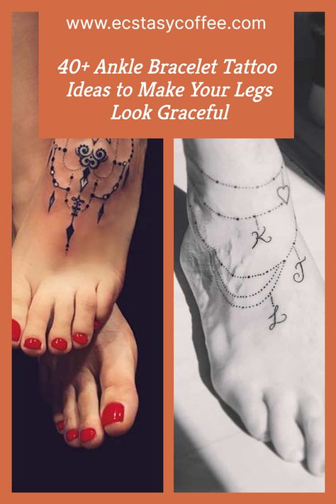 Ankle Bracelet Tattoos or Anklet tattoos are really popular among women. Anklelet Tattoos For Women, Anklet Tattoo Designs For Women, Anklet Tattoos For Women Simple, Dainty Ankle Bracelet Tattoo, Anklette Tattoo, Anklet Tattoos For Women Unique, Tattoo Ankle Bracelet, Ankle Bracelet Tattoos For Women, Ankle Bracelet Tattoo With Names