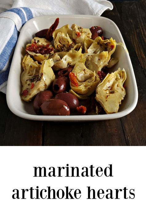 Marinated Artichoke Hearts: succulent, tangy, and brimming with flavor – all from a humble can of artichokes (and a little kitchen magic!) So Easy! #MarinatedArtichokeHearts #Artichokes #ArtichokeHearts via @frugalhausfrau Artichoke Frittata, Canned Artichoke, Marinated Artichoke Hearts, Canned Artichoke Hearts, Antipasto Salad, Antipasto Platter, Kitchen Magic, Filling Breakfast, Homemade Italian