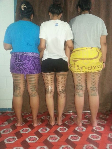 my sisters and I. Three sisters down, and one more to go. #traditionalsamoantattoo #malu #samoans #sisters #backside Malu Samoan Tattoo, Samoan Malu, Samoan Tatau, Samoan Women, Polynesian Women, Samoan Tattoos, Samoan Designs, Culture Project, Polynesian Tattoos Women