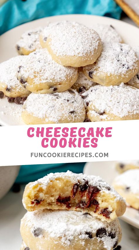 Cheesecake Cookies 5 Ingredient Cheesecake Cookies, No Bake Cheesecake Cookies, Cookies With Cream Cheese In Them, Cream Cheese Shortbread Cookies, Cream Cheese Cookie Recipes, Christmas Cookies Cream Cheese, Cookies Using Cream Cheese, Cream Cookies Recipes, Cream Cheese Christmas Cookies