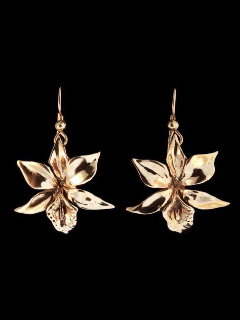 14k gold orchid earrings, perfect for a wife or any woman who loves flowers. #orchidearrings #flowerjewelry . #Orchid_Jewelry #Orchid_Earrings #Gold_Orchid #Jewelry_Accessories_Ideas Orchid Jewelry, Orchid Earrings, Gold Orchid, Jewelry Accessories Ideas, Solid Gold Earrings, Dope Jewelry, Jewelry Fashion Trends, Earrings Flower, Funky Jewelry